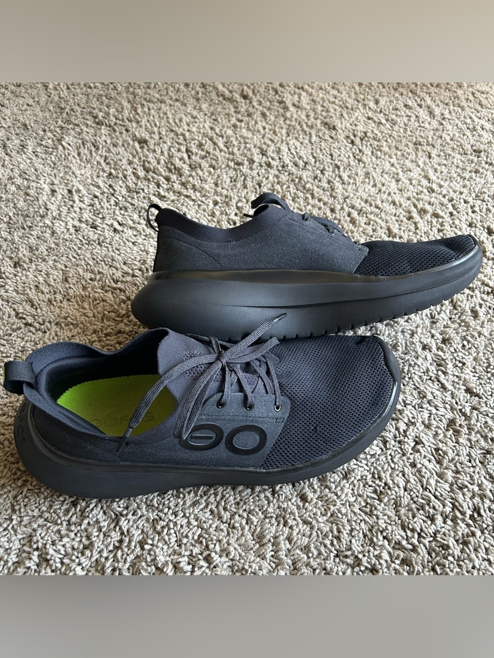 OOFOS OOmy Stride Shoes Mens 12 Black Active Recovery Cushion Tech Foam Sneakers